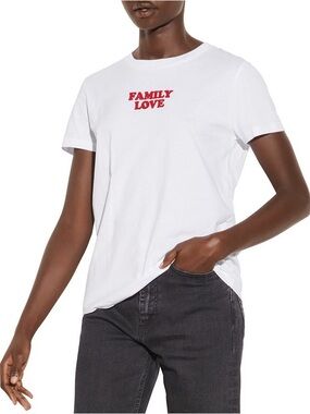 Sandro White Tee with Red "FAMILY LOVE" Graphic - Kids